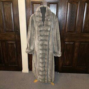 Full Length Faux Fur Gray Medium Size Coat